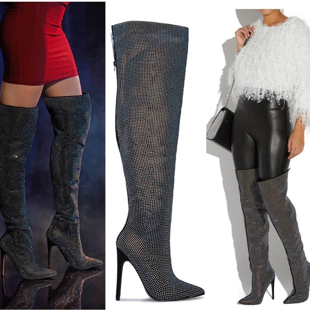 Shoe Dazzle ERIKA JAYNE COLLECTION Charmed Over The Knee Boot Sz 10
